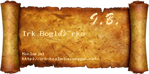 Irk Boglárka névjegykártya